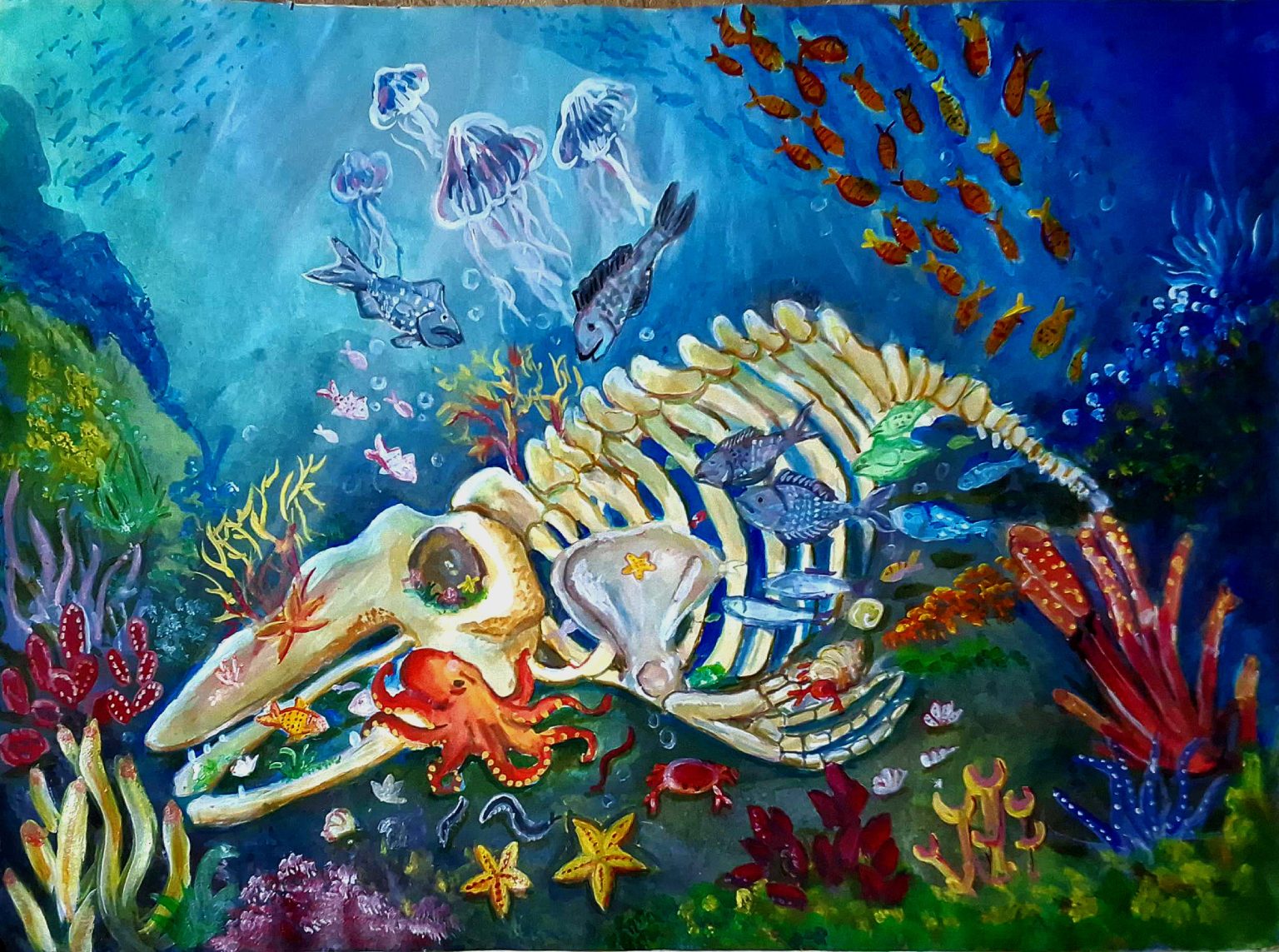 A whale fall feeds sea life for decades, keeps living through the living.
So can we. Trees we plant, water we save, kindness we give, can outlive us. Humble life giving beyond its life, is a life  well lived.